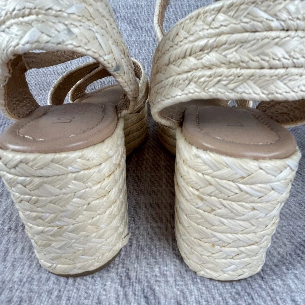 LC Lauren Conrad Galena Natural Woven Braided Wedge Platform Sandals Womens 8.5